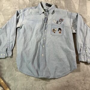 Vintage Warner Bros Tom And‎ Jerry Shirt Mens 2XL Blue Cartoon Network Denim 90s